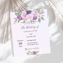 Violet bloemen budget bruiloft uitnodiging flyer