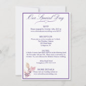 Violet Bloemen Elegante witte bruiloft Kaart (Achterkant)