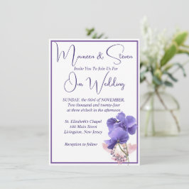 Violet Bloemen Elegante witte bruiloft Kaart