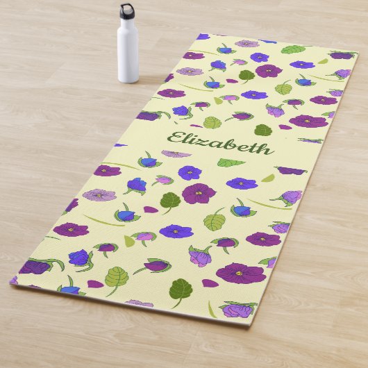 Violet bloemen en bladeren naam Yoga Mat (In situ)