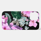 Violet bloemen en vergeet me niet waterverf op bla Case-Mate iPhone case (Achterkant (horizontaal))