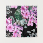 Violet bloemen en vergeet me niet waterverf op bla wandkleed (Voorkant (horizontaal))