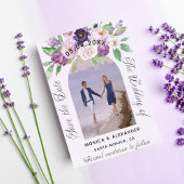 Violet bloemen foto bruiloft opslaan van de datum save the date