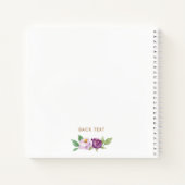  Violet Bloemen Gouden Folie Letter B Monogram Notitieboek (Achterkant)