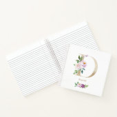  Violet Bloemen Gouden Folie Letter D Monogram Notitieboek (Binnen)