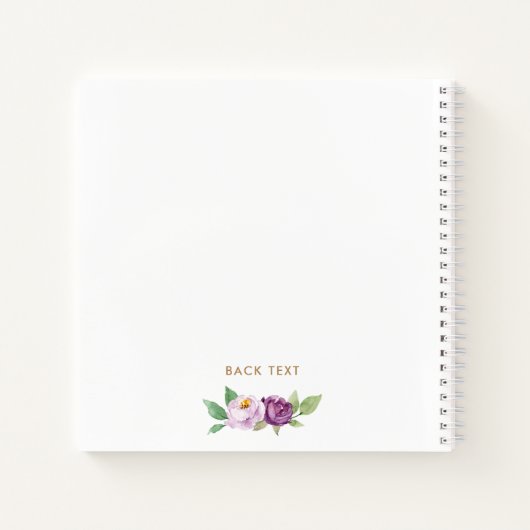  Violet Bloemen Gouden Folie Letter D Monogram Notitieboek (Achterkant)