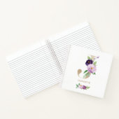  Violet Bloemen Gouden Folie Letter J Monogram Notitieboek (Binnen)