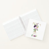  Violet Bloemen Gouden Folie Letter T Monogram Notitieboek (Binnen)