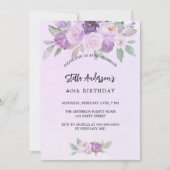 Violet bloemen groen luxe verjaardag kaart (Voorkant)