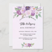 Violet bloemen groen verjaardag kaart (Voorkant)