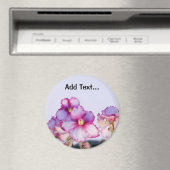 Violet bloemen groot, 3 inch ronde magneet (Insitu (Vaatwasser))