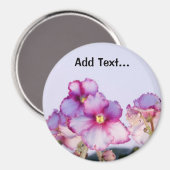 Violet bloemen groot, 3 inch ronde magneet (Voorkant / Achterkant)