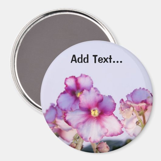 Violet bloemen groot, 3 inch ronde magneet (Voorkant / Achterkant)