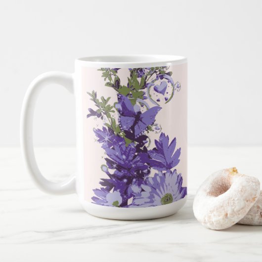 Violet Bloemen   Koffiemok (Met donut)
