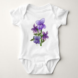 Violet bloemen kunst print romper