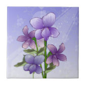 Violet bloemen kunst tegeltje (Voorkant)