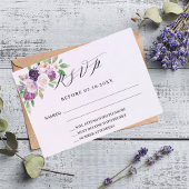 Violet bloemen lavendel bruiloft reactie RSVP-kaar RSVP Kaartje