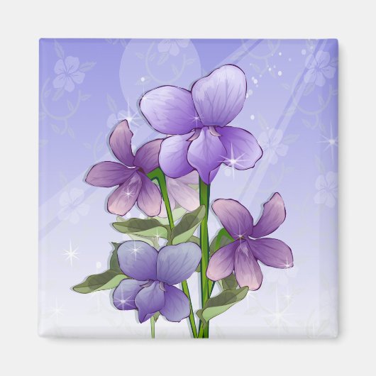 Violet bloemen magneet (Voorkant)