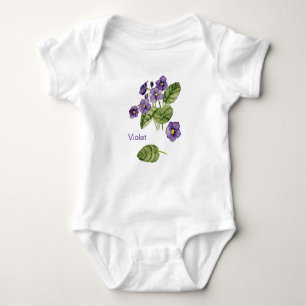 Violet bloemen paarse waterverf romper