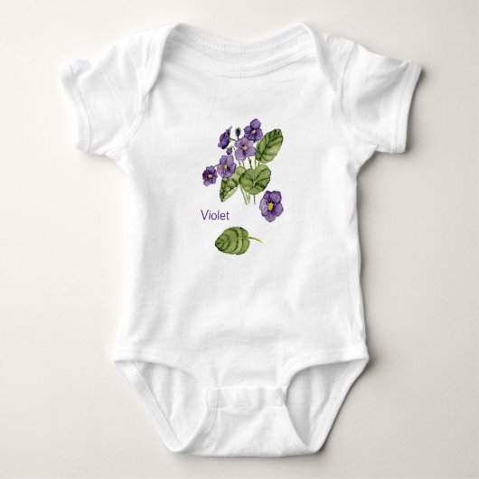 Violet bloemen paarse waterverf romper (Voorkant)