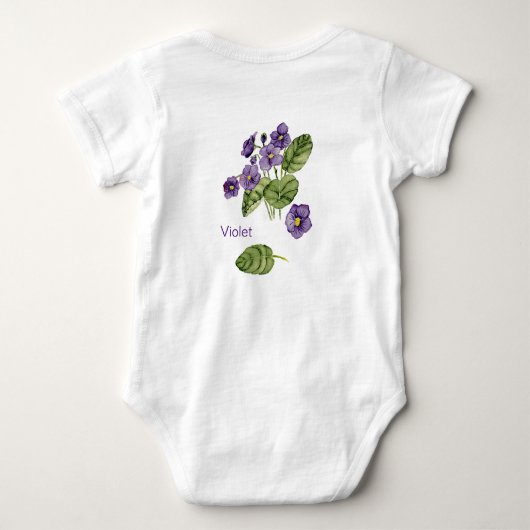 Violet bloemen paarse waterverf romper (Achterkant)