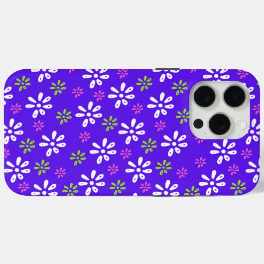 Violet Bloemen Patroon iPhone 15 Pro Max Hoesje (Achterkant (horizontaal))