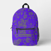 Violet Bloemen Patroon met Bijbelvers Bedrukte Rugzak (Voorkant)