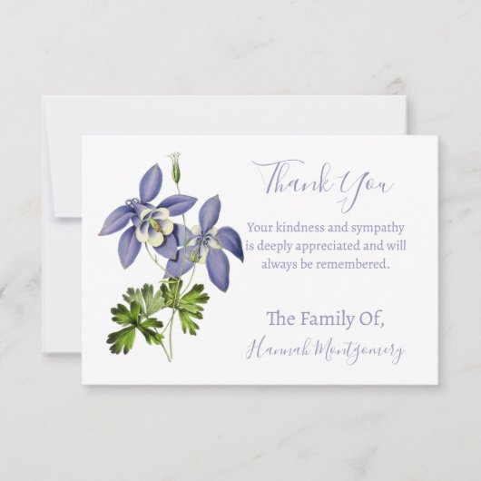  Violet Bloemen Sympathie Dank u kaarten Notitiekaartje (Voorkant)