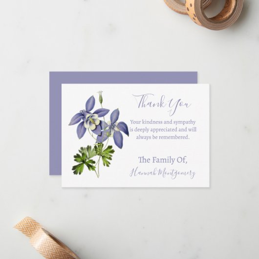  Violet Bloemen Sympathie Dank u kaarten Notitiekaartje (Voorkant / Achterkant in situ)