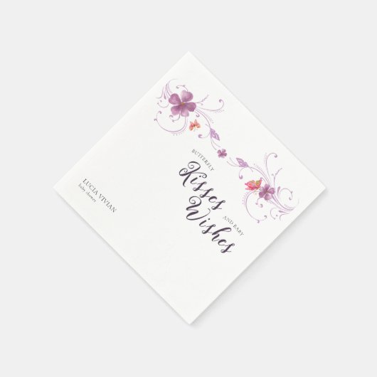 Violet Bloemen Vlinders Kussen & Wensen Baby Servet (Hoek)