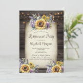 Violet Bloemen Zonnebloemen Bruin Hout Pensionerin Kaart (Staand voorkant)