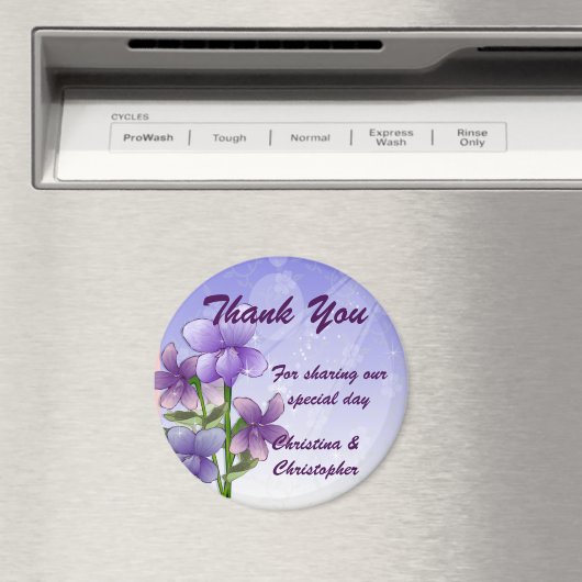 Violet bloemenbruiloft dank u Bomboniere Magneet (Insitu (Vaatwasser))