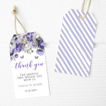 Violet bloemenbruiloft dank u gunst cadeau labels