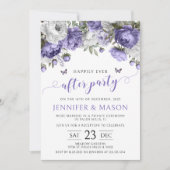 Violet bloemengelukkig ooit na feestuitnodiging kaart (Voorkant)