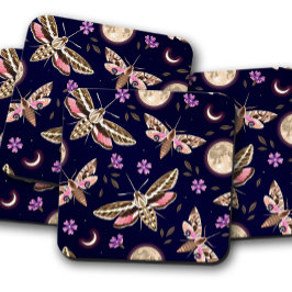 Violet Bloom Moth | Botanische Insect Cork Onderze Bier Onderzetter