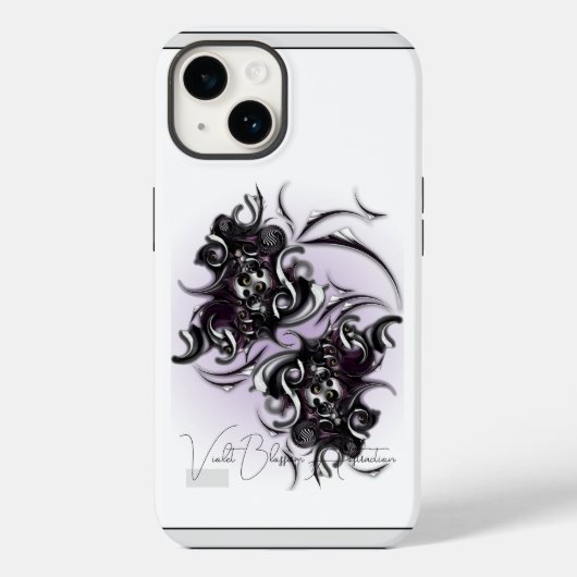 "Violet Blossom Abstraction", Apple iPhone 14 Hoes (Achterkant)