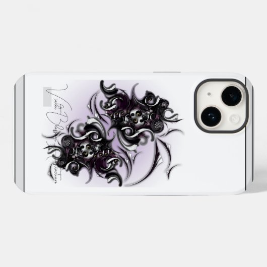 "Violet Blossom Abstraction", Apple iPhone 14 Hoes (Achterkant (horizontaal))