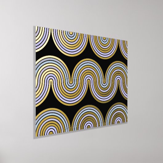 Violet Blue Abstract Wave Lines Art Pattern Gold Folie Afdrukken (Laagn)