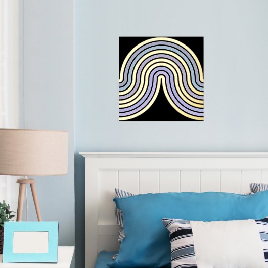 Violet Blue Abstract Wave Lines Art Pattern Gold Folie Afdrukken (Insitu (Slaapkamer))