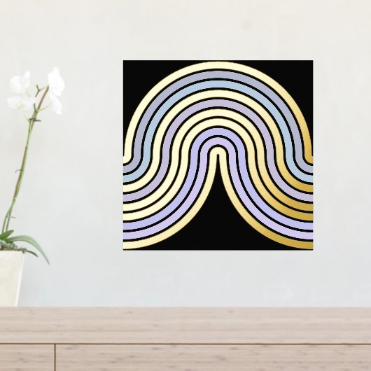 Violet Blue Abstract Wave Lines Art Pattern Gold Folie Afdrukken (Insitu (Entree Tafel))