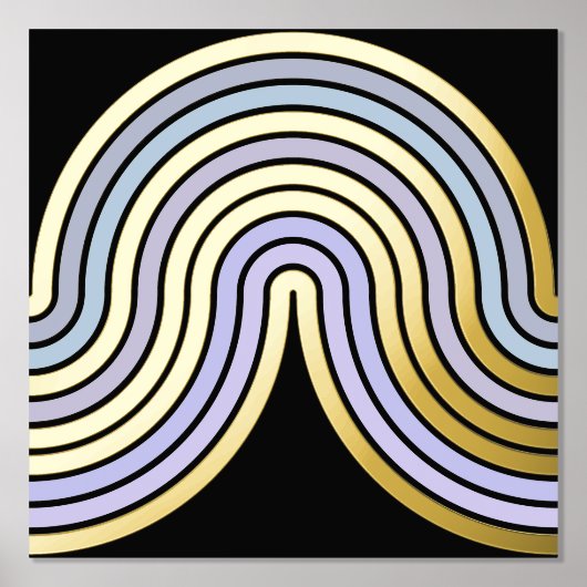 Violet Blue Abstract Wave Lines Art Pattern Gold Folie Afdrukken (Voorkant)