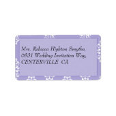 Violet Blue Damask Wedding Etiket (Voorkant)