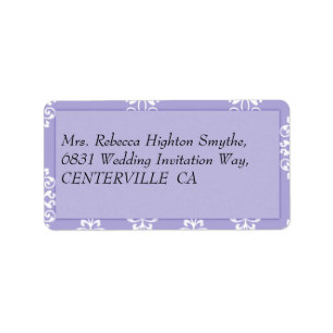Violet Blue Damask Wedding Etiket