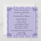Violet Blue Damask Wedding Kaart (Achterkant)