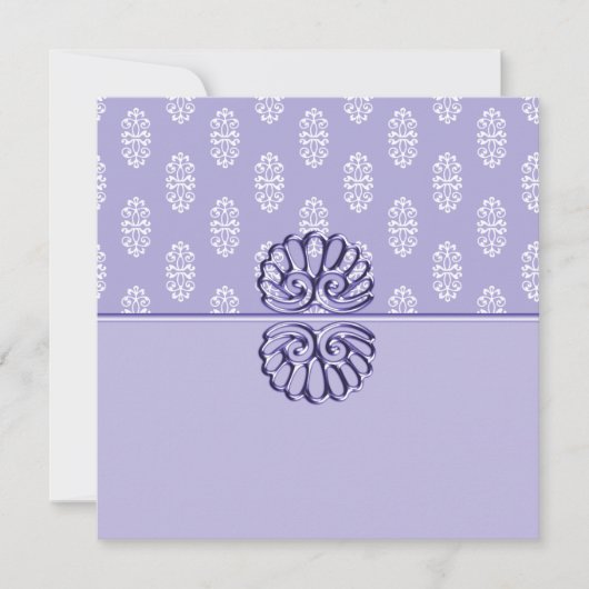 Violet Blue Damask Wedding Kaart (Voorkant)