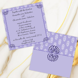 Violet Blue Damask Wedding Kaart