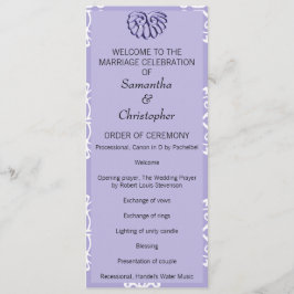 Violet Blue Damask Wedding Program Programmakaart