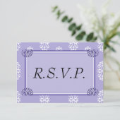 Violet Blue Damask Wedding RSVP (Staand voorkant)