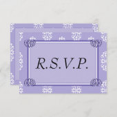 Violet Blue Damask Wedding RSVP (Voorkant / Achterkant)