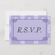 Violet Blue Damask Wedding RSVP